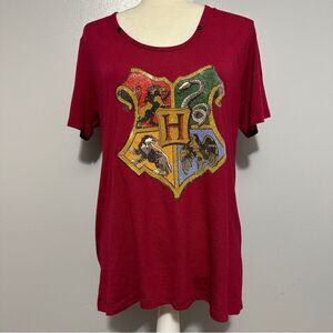 Harry Potter Wizarding World Hogwarts Houses t shirt top Womens Burgundy size XL